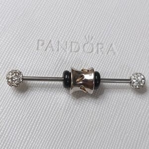 PandoraSilver/14k Stitches Two Tone 2007 Vintage Charm Brand New